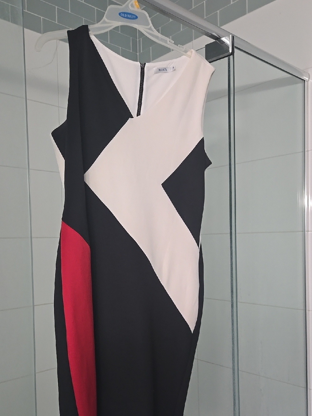 Ricki's Black, White & Red Geometric Midi Dress